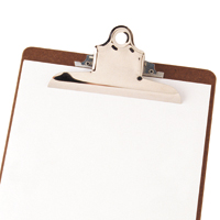 Brown clipboard with white paper